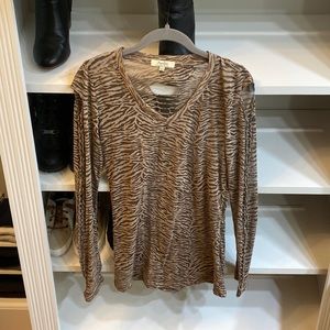 This is from papaya size large. See through open shoulder and down arms.